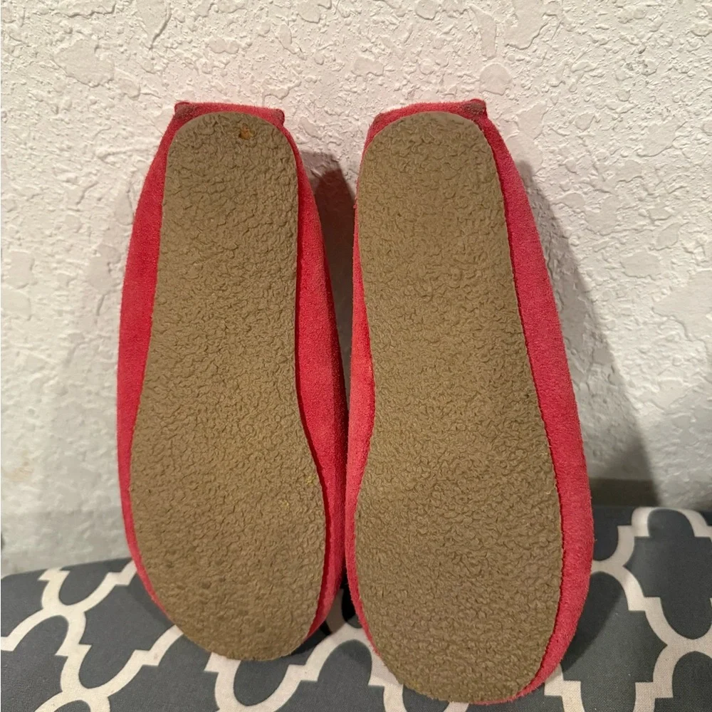 Minnetonka Pink Suede Moccasins with Bow